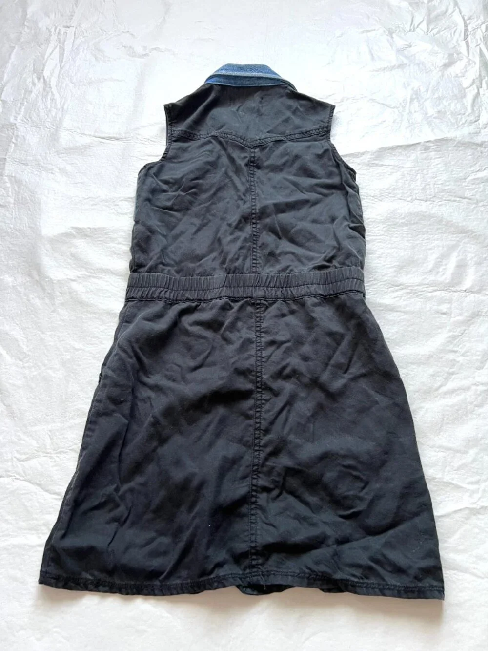 Desigual dress Bimaterial shirt sleeveless kids girls size 9 10 blue denim black
